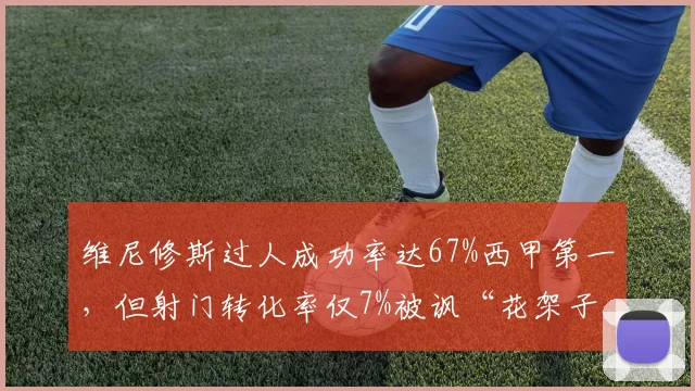 维尼修斯过人成功率达67%西甲第一,但射门转化率仅7%被讽“花架子”